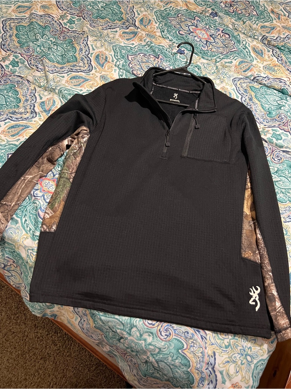 Browning Black Full-Zip Performance Pullover with Logo Trim